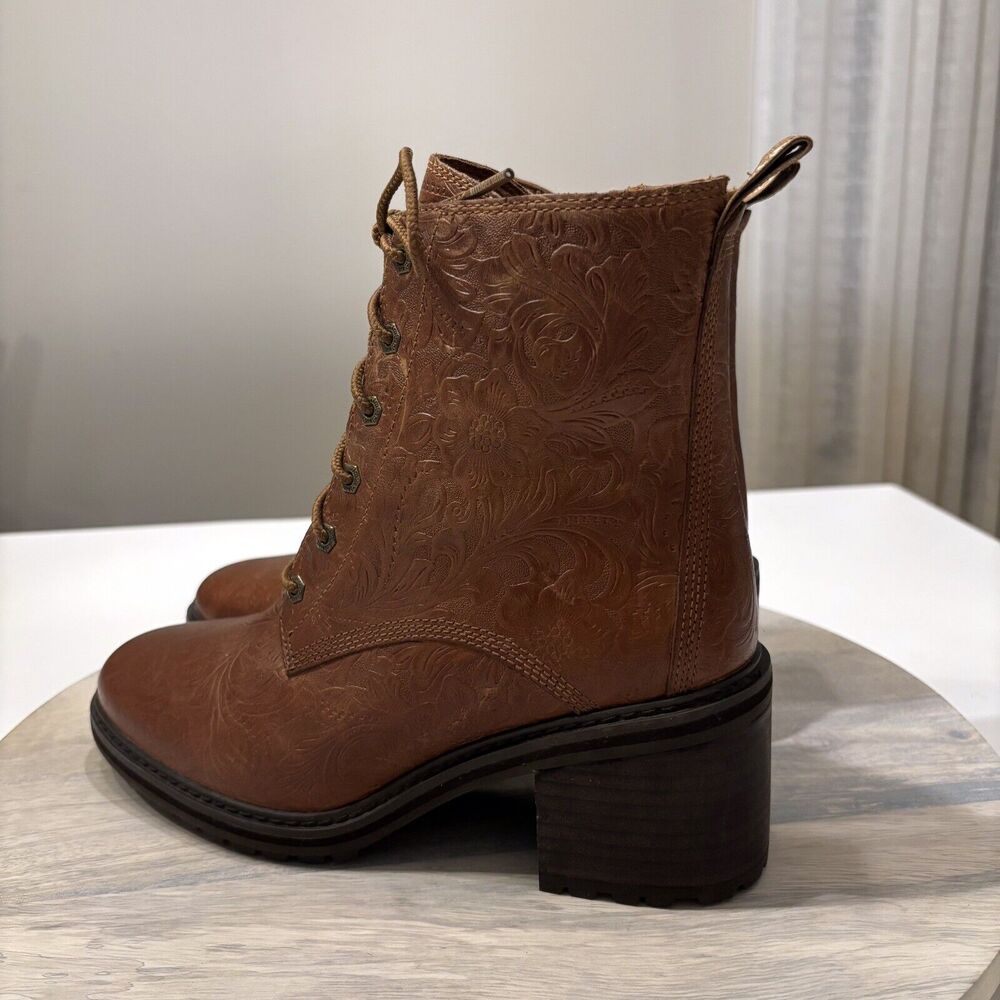 Women's Timberland Sienna High Embossed Brown Leather Waterproof Boots US Size 8 - Picture 2 of 12